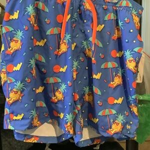 Tipsy‎ Elves Blue Swim Trunks with Tropical Print